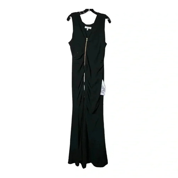 DRESS‎ THE POPULATION CHER EXPOSED ZIPPER PLUNGING LONG GOWN DRESS SIZE X-LARGE - Picture 2 of 8